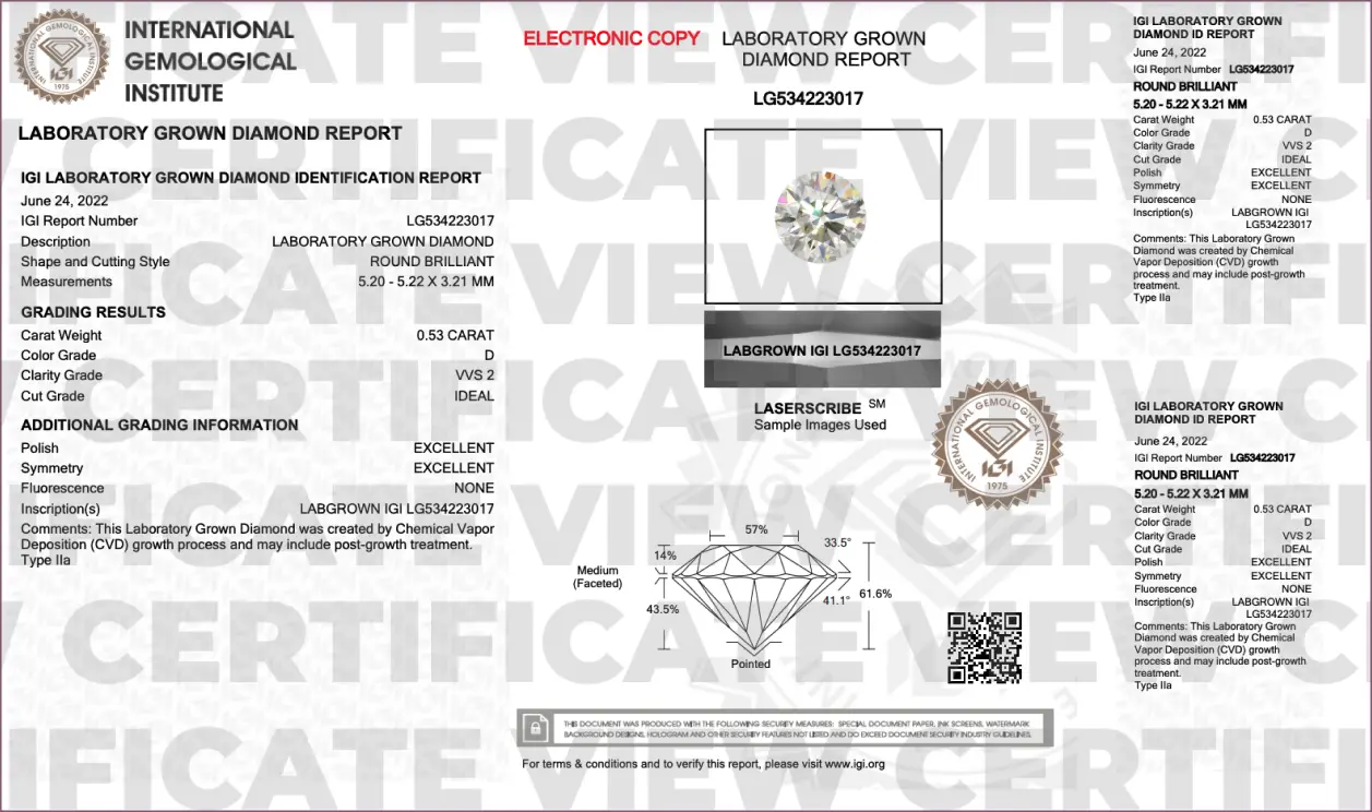 Certificate of diamond 10 Carat Princess Diamond